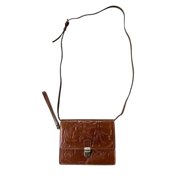 Patricia Nash Embossed Leather Crossbody Shoulder Bag Floral Purse Wristlet - Picture 2 of 12